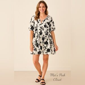 Ces Femme Black and White Floral Midi Dress 🖤🤍✨